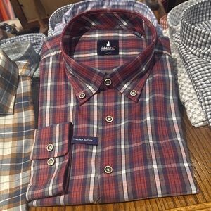 Johnnie O button down
Indigo red and White Plaid Casual Shirt